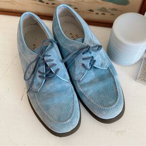 Vintage Hush Puppies Lace Up Blue Suede Shoes